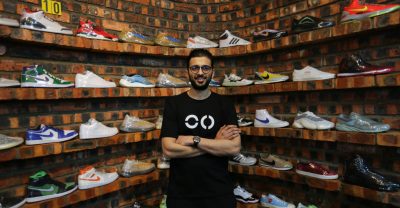 Ahmed Seedat poses with some of his exclusive sneakers at the Cape Town branch store of his store called Court Order.  The store also offers a sneaker laundry service and has branches in Cape Town and Johannesburg. Daily Maverick. 19.09.2020. Picture: SHELLEY CHRISTIANS
