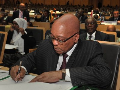 President Jacob Zuma sings the AU 50th Anniversary Declaration