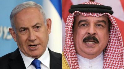 (COMBO) This combination of pictures created on September 12, 2020, shows (L) Israeli Prime Minister Benjamin Netanyahu in Jerusalem on August 13, 2020, and (R) Bahrain's King Hamad bin Isa Al Khalifa in the Saudi capital Riyadh on May 21, 2017. - Bahrain's contacts with Israel, thought to have started discreetly in the 1990s, accelerated in recent years towards the historic agreement to establish diplomatic relations announced on September 11. 2020. Bahrain is the second Gulf state to announce a normalisation deal in the space of a month, following in the footsteps of its neighbour the United Arab Emirates, which agreed an accord seen as a 