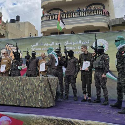 Hamas releasing Israeli prisoners of war.
